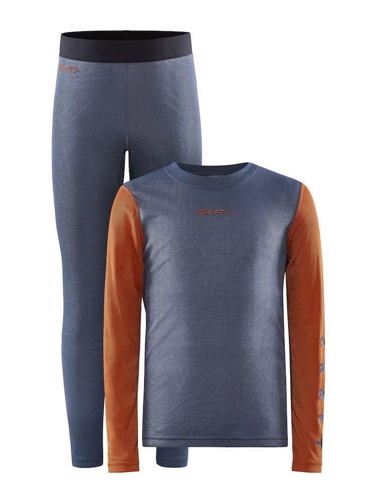 Set CRAFT CORE Warm Baselayer Junior modrá s oranžovou
