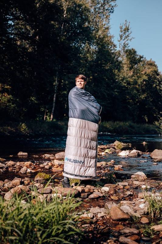 Dekový péřový spací pytel Husky Drumy blue/grey