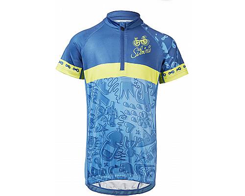 Dětský cyklistický dres Silvini Scrivia modrá/limetka